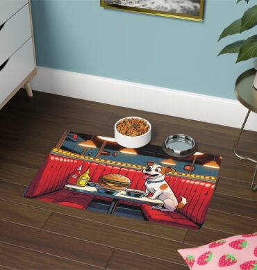 Custom Burger Bistro Pet Food Mat – Funny Personalized Design
