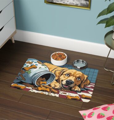 Custom Pet Food Mat – Snack Thief Design (Add Your Pet!)