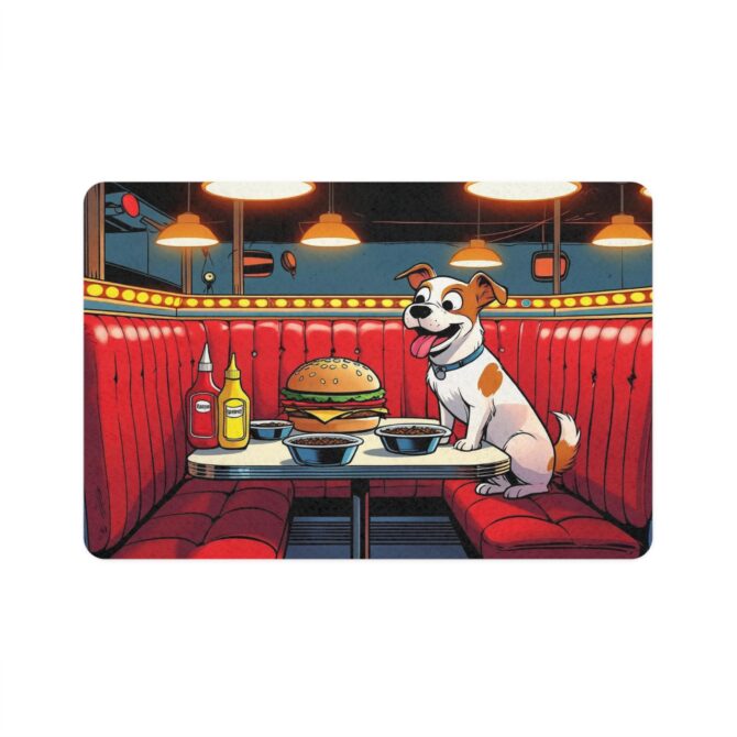 Custom Burger Bistro Pet Food Mat – Funny Personalized Design - Image 3