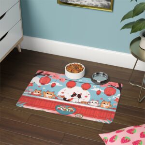 Sushi & Slobber Custom Pet Food Mat – Funny Japanese Style