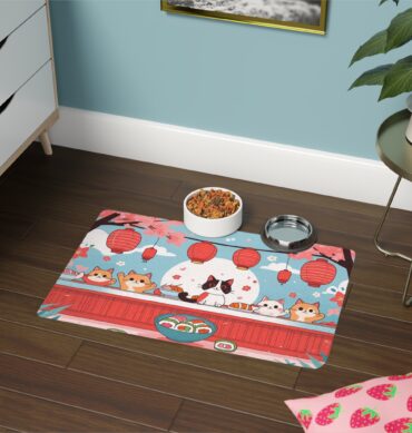 Sushi & Slobber Custom Pet Food Mat – Funny Japanese Style
