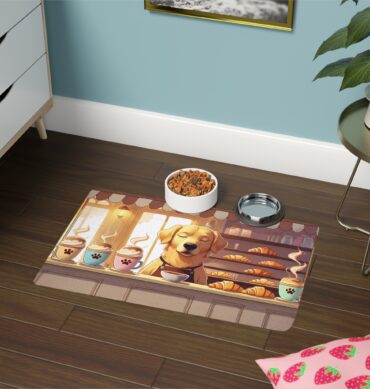 Morning Mutt Café Custom Pet Food Mat – Personalized, Non-Slip