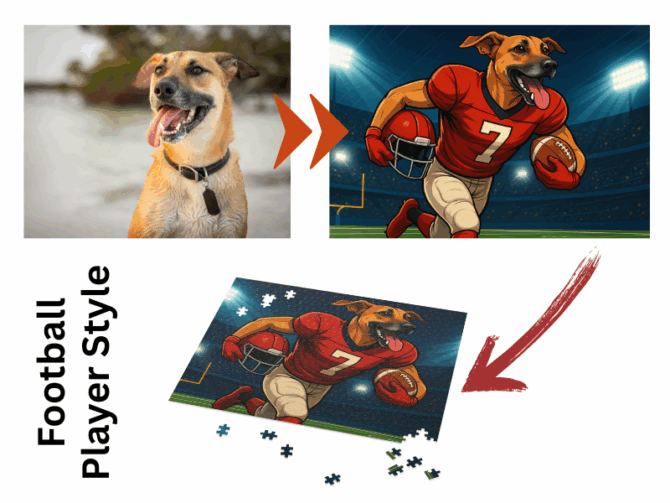 Original Photo To Football Player Style Puzzle