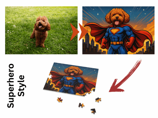 Original Photo To Superhero Style Puzzle