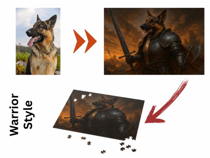 Original Photo To Warrior Style Puzzle