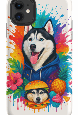 Custom Rainbow Splash iPhone Case – Pet Portrait Art & Tough Protection
