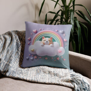 Custom Pet Pillow – Rainbow Snuggle Cloud Design