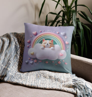 Custom Pet Pillow – Rainbow Snuggle Cloud Design