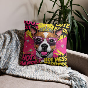 Custom Comic Pet Pillow – “Hot Mess Express” Design