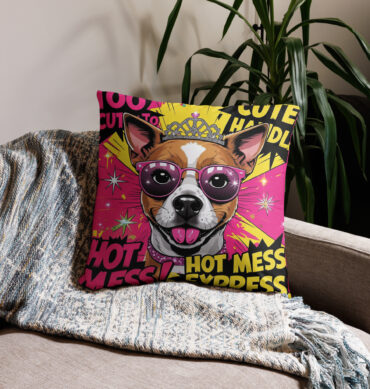 Custom Comic Pet Pillow – “Hot Mess Express” Design