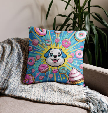 Custom Pet Candyland Pillow – Sugar Pup Design