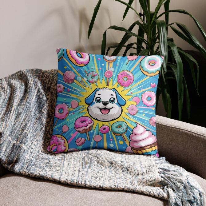 Custom Pet Candyland Pillow – Sugar Pup Design