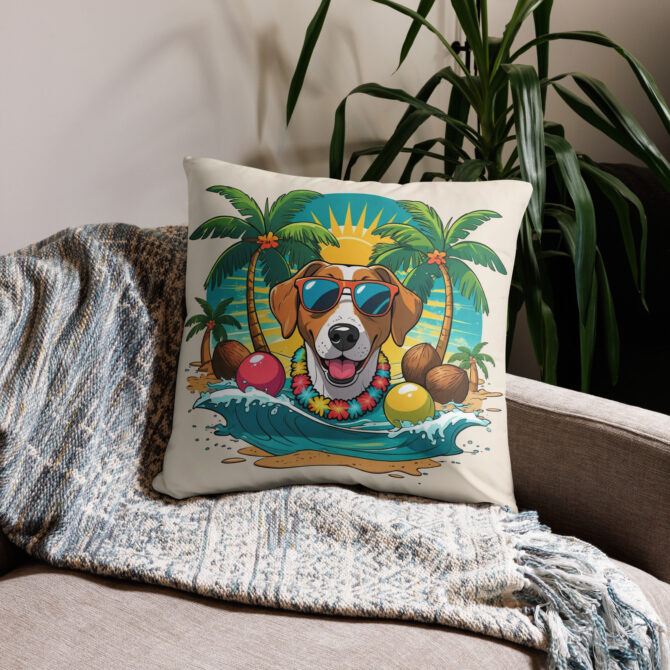Custom Pet Beach Pillow – “Beach Bum” Summer Style