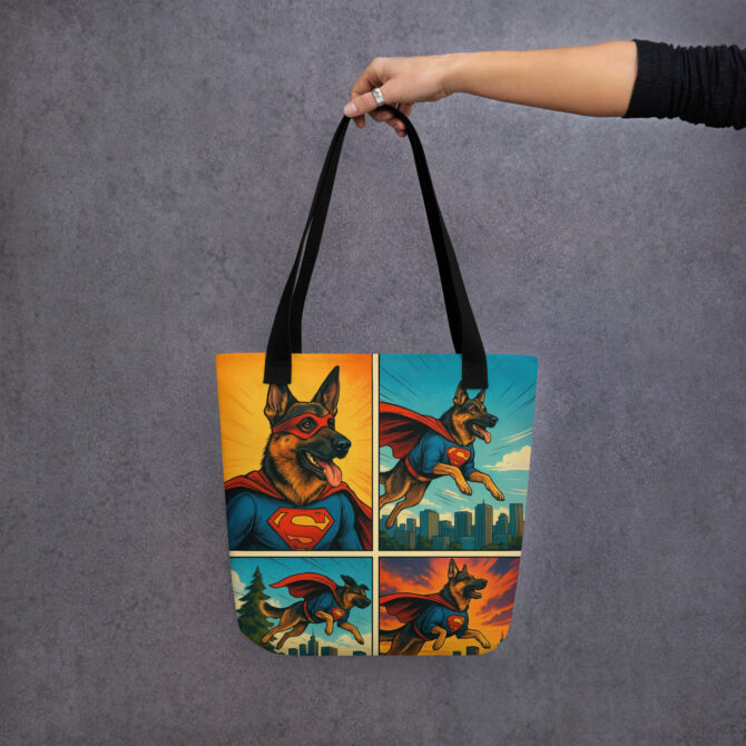 Custom Comic Hero Pet Tote Bag – Personalized Art - Image 2
