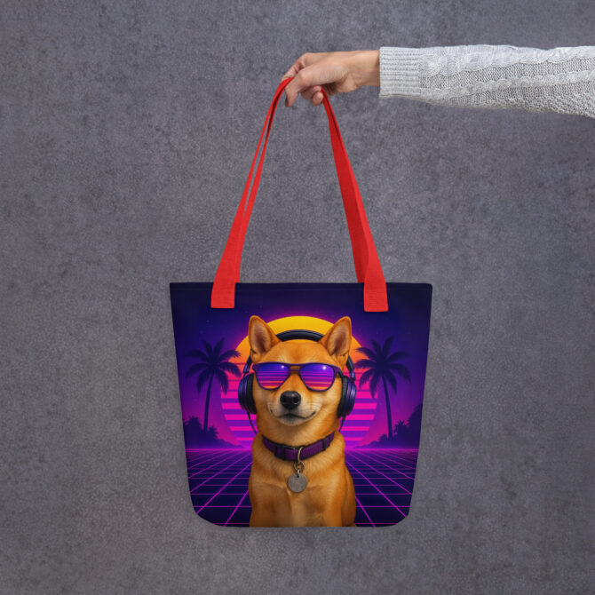Custom 80s Neon Pet Portrait Tote Bag – All-Over Print