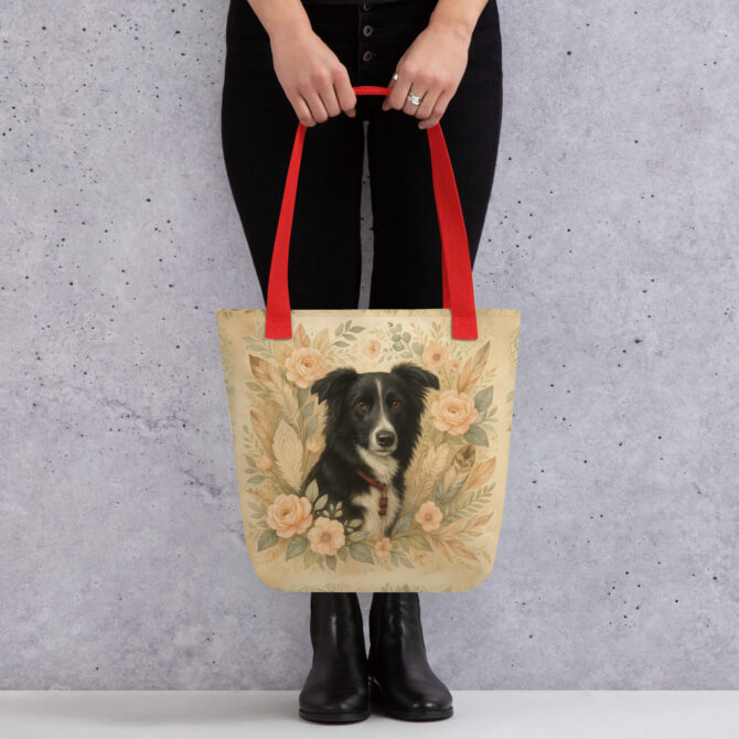 Custom Boho Floral Pet Tote Bag – Upload Your Animal Photo - Image 2