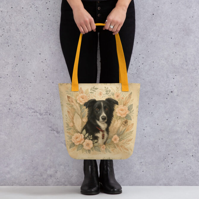 Custom Boho Floral Pet Tote Bag – Upload Your Animal Photo - Image 3