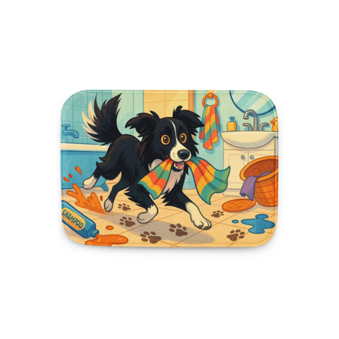 Custom Pet Bath Mat – “Towel Thief” Funny Bathroom Art - Image 2