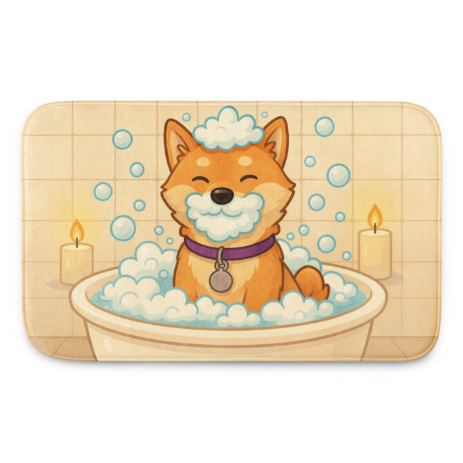 Custom Bubble Beard Pet Bath Mat – Soft Memory Foam Comfort