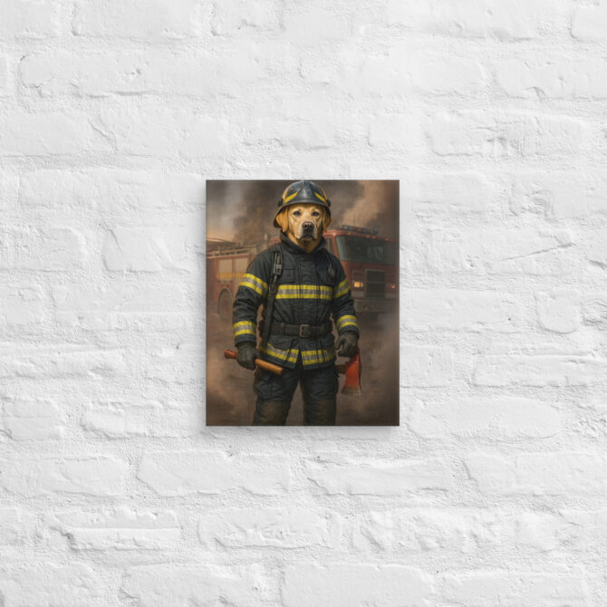 Custom Firefighter Pet Portrait Canvas – Work Style Animal Art - Image 2
