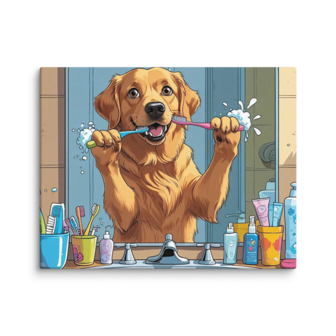 Brush Time Bandit – Funny Custom Pet Bathroom Canvas - Image 2