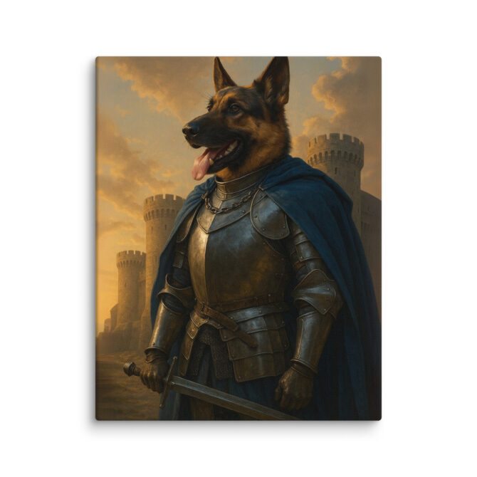 Medieval Knight Pet Portrait – Custom Warrior Canvas Art - Image 2