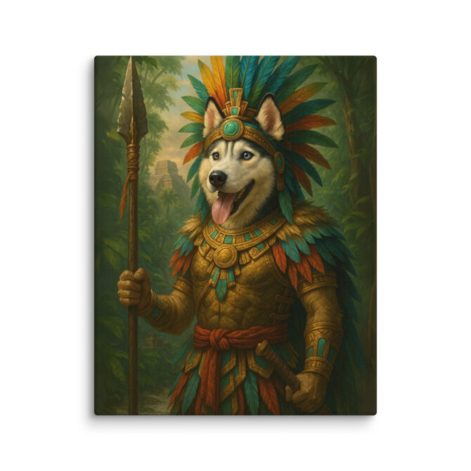 Custom Aztec Warrior Pet Portrait – Canvas Wall Art - Image 2