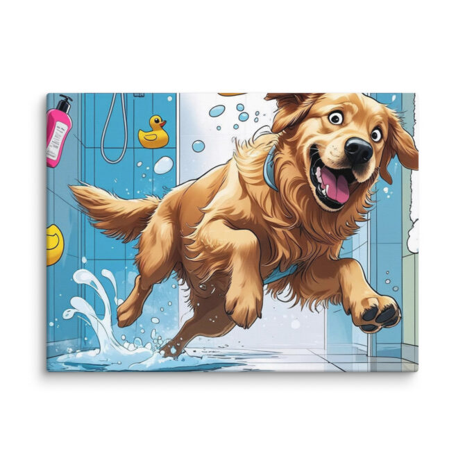 Soapy Slip-Up – Funny Custom Bathroom Pet Portrait (Canvas) - Image 11