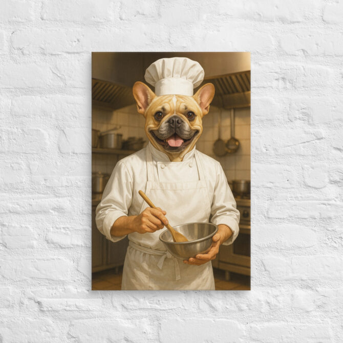 Custom Dog Chef Portrait on Canvas – Work Series (No Frame) - Image 3