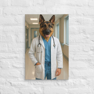 Custom Doctor Pet Portrait on Canvas – Medical Professional Style