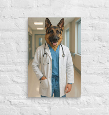 Custom Doctor Pet Portrait on Canvas – Medical Professional Style