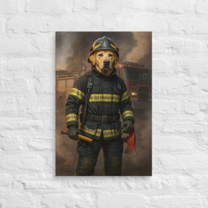 Custom Firefighter Pet Portrait Canvas – Work Style Animal Art - Image 3
