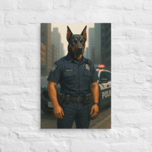 Custom Police Officer Pet Portrait – Canvas Wall Art