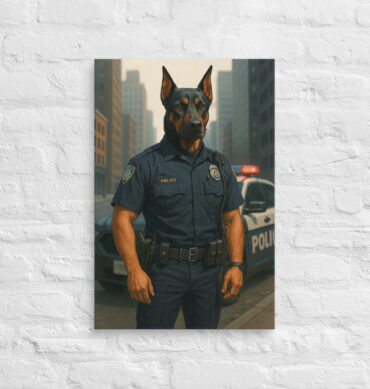 Custom Police Officer Pet Portrait – Canvas Wall Art