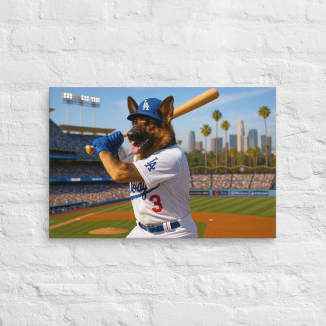 Los Angeles Dodgers Custom Pet Portrait – Hollywood Slugger Canvas - Image 2