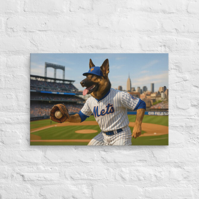 New York Mets Pet Portrait – “Queens Power Play” Canvas - Image 2