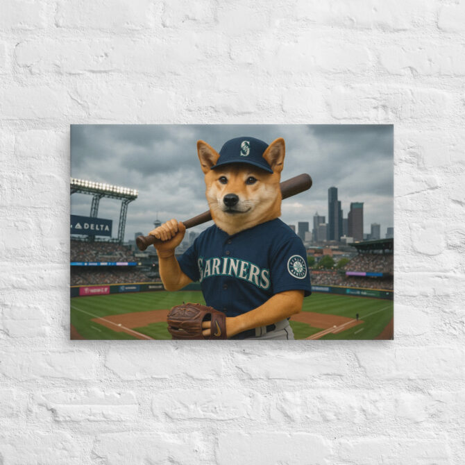 Rain City Slugger – Custom Seattle Mariners Pet Portrait Canvas - Image 2