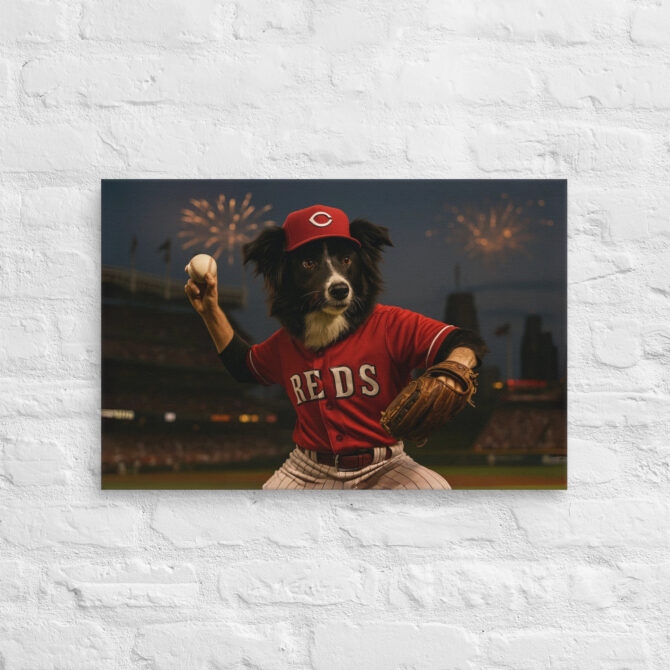 Cincinnati Reds Custom Pet Portrait – Baseball Canvas Art - Image 2