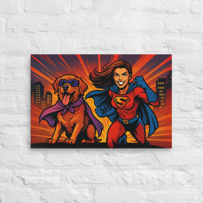 Comic Book Duo – Custom Pet & Owner Canvas Art - Image 2