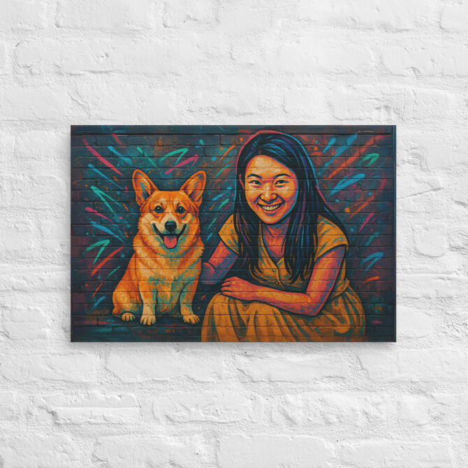 Pet & Owner Urban Street Art Canvas – Custom Graffiti Mural - Image 2