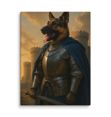 Medieval Knight Pet Portrait – Custom Warrior Canvas Art