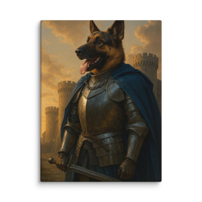Medieval Knight Pet Portrait – Custom Warrior Canvas Art