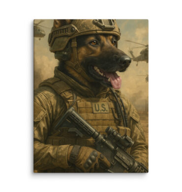 Army Ranger Pet Portrait – Custom Military Canvas Art