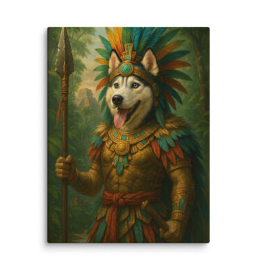 Custom Aztec Warrior Pet Portrait – Canvas Wall Art