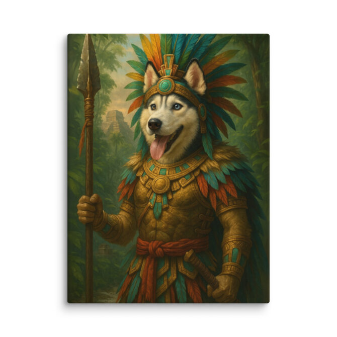 Custom Aztec Warrior Pet Portrait – Canvas Wall Art