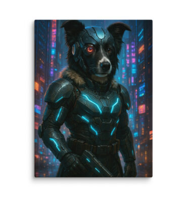 Cyberpunk Future Soldier Canvas – Custom Pet Portrait