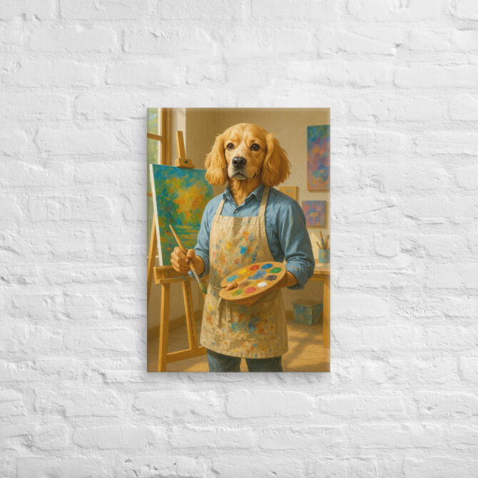 Custom Pet Portrait Canvas – Artist Painter Work Style | Human Body with Pet Head Art - Image 3