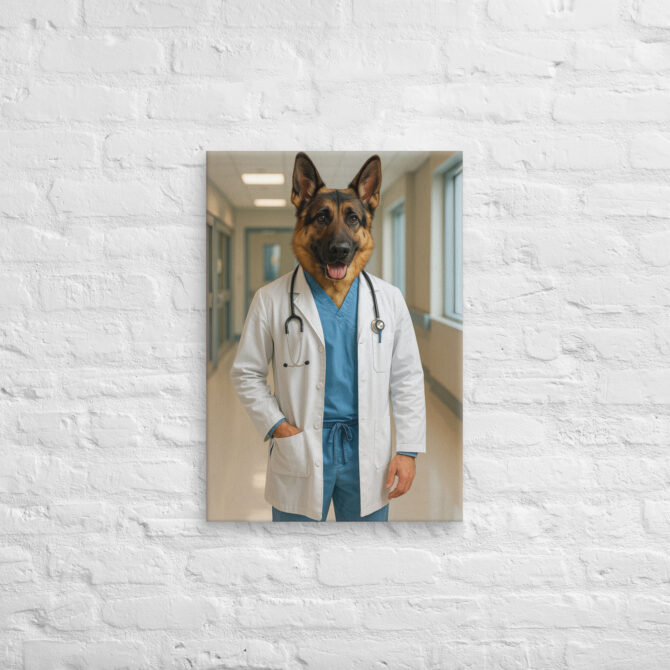 Custom Doctor Pet Portrait on Canvas – Medical Professional Style - Image 3