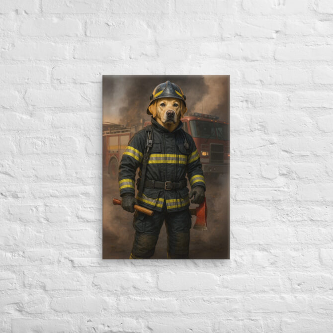 Custom Firefighter Pet Portrait Canvas – Work Style Animal Art - Image 4