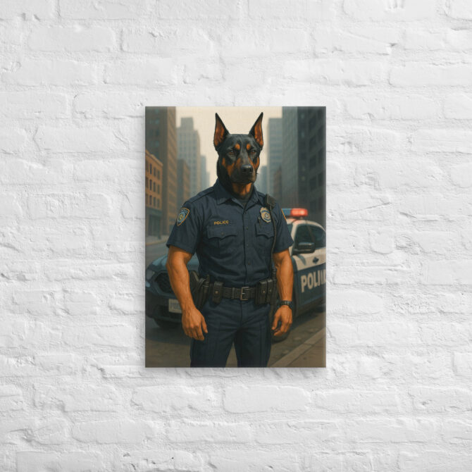 Custom Police Officer Pet Portrait – Canvas Wall Art - Image 3